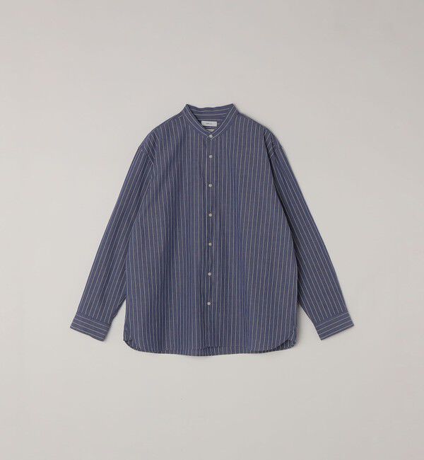 SHIPS any「SHIPS any:〈洗濯機可能〉コットン/リネン ストライプ バンドカラー シャツ 26SS◆」|シャツ・ブラウス|