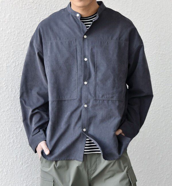 SHIPS any「SHIPS any:〈洗濯機可能〉フェード ピーチスキン ポケット バンドカラー シャツ 26SS◆」|シャツ・ブラウス|