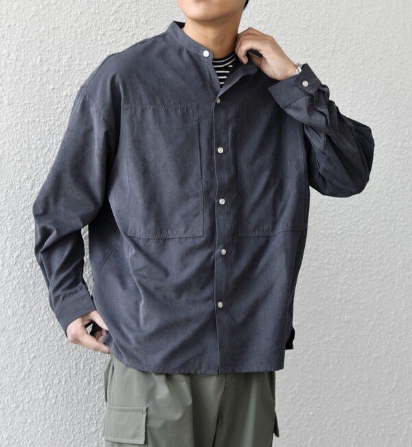 SHIPS any「SHIPS any:〈洗濯機可能〉フェード ピーチスキン ポケット バンドカラー シャツ 26SS◆」|シャツ・ブラウス|