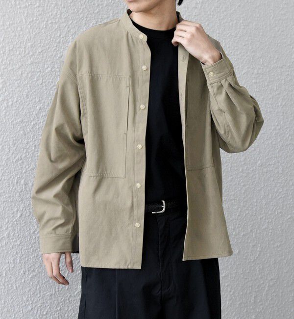 SHIPS any「SHIPS any:〈洗濯機可能〉フェード ピーチスキン ポケット バンドカラー シャツ 26SS◆」|シャツ・ブラウス|ベージュ