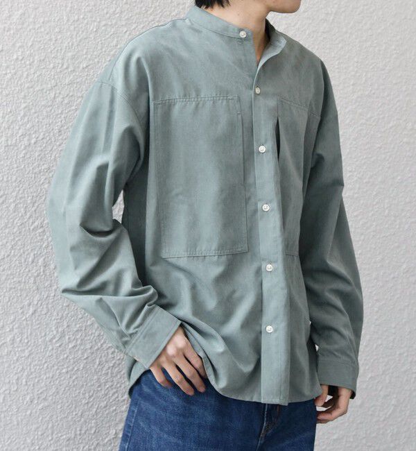 SHIPS any「SHIPS any:〈洗濯機可能〉フェード ピーチスキン ポケット バンドカラー シャツ 26SS◆」|シャツ・ブラウス|オリーブ