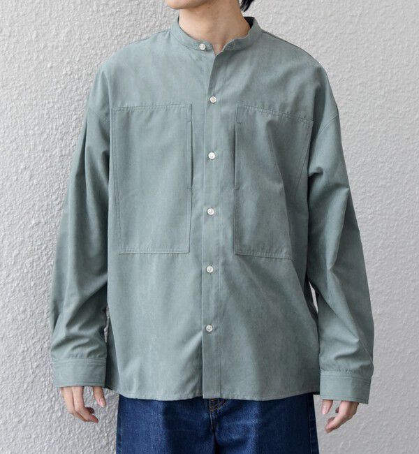 SHIPS any「SHIPS any:〈洗濯機可能〉フェード ピーチスキン ポケット バンドカラー シャツ 26SS◆」|シャツ・ブラウス|