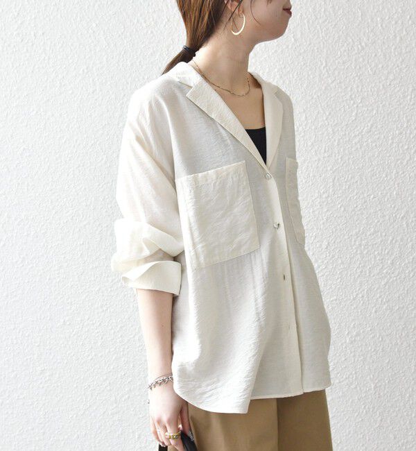 SHIPS any「《予約》SHIPS any:〈手洗い可能〉オープン カラー ポケット シャツ」|シャツ・ブラウス|