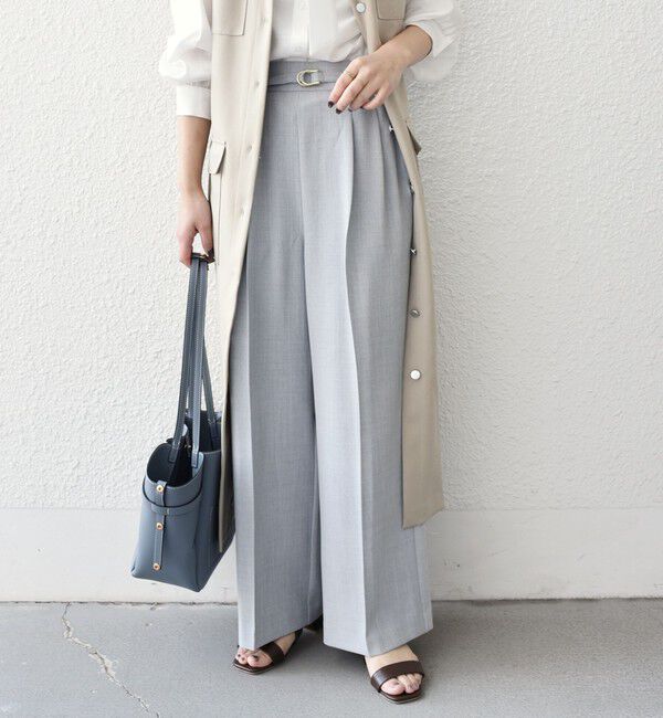 SHIPS Colors 「SHIPS Colors:〈手洗い可能〉ドライ メランジ ベルテッド パンツ（セットアップ対応可能）」|その他|