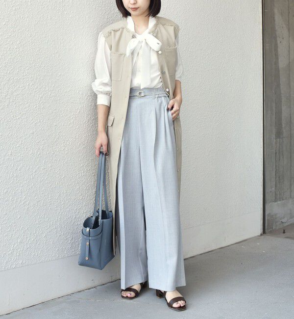 SHIPS Colors 「SHIPS Colors:〈手洗い可能〉ドライ メランジ ベルテッド パンツ（セットアップ対応可能）」|その他|