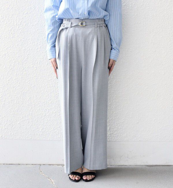 SHIPS Colors 「SHIPS Colors:〈手洗い可能〉ドライ メランジ ベルテッド パンツ（セットアップ対応可能）」|その他|