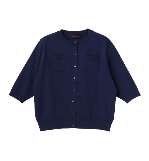 CABaN「ファインポリエステル ハーフスリーブポケットカーディガン」|カーディガン|69 ネイビー