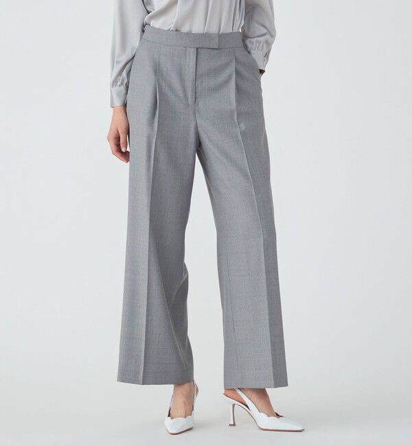 TOMORROWLAND collection「ZELANDER GLEN CHECK タックワイドパンツ」|スラックス|