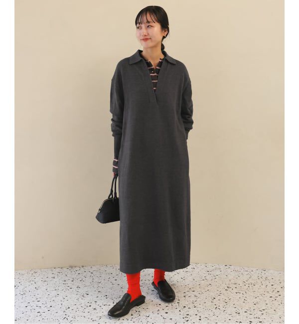 SLOBE IENA「スキッパーニットワンピース」|ワンピース|