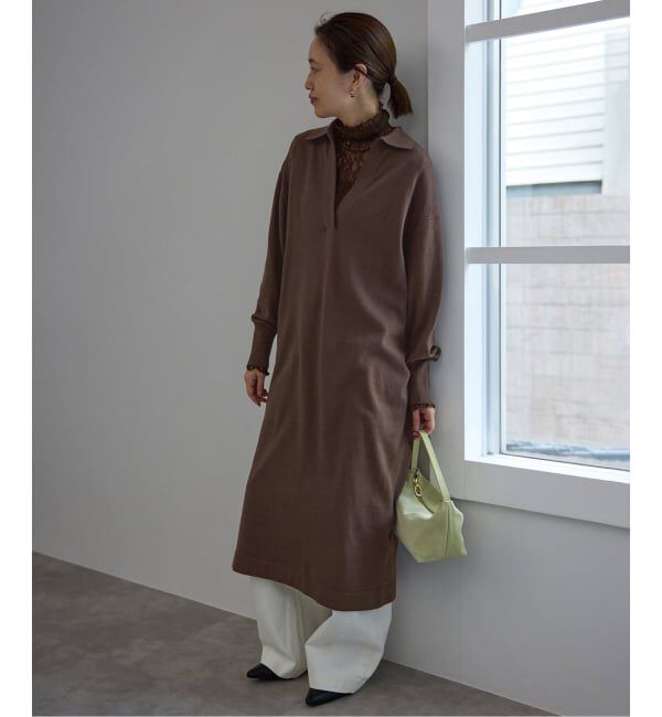 SLOBE IENA「スキッパーニットワンピース」|ワンピース|