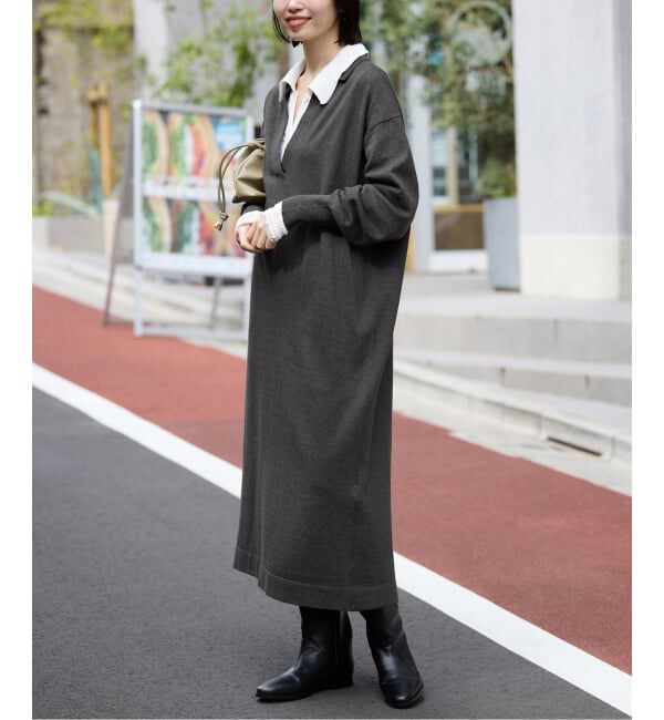 SLOBE IENA「スキッパーニットワンピース」|ワンピース|