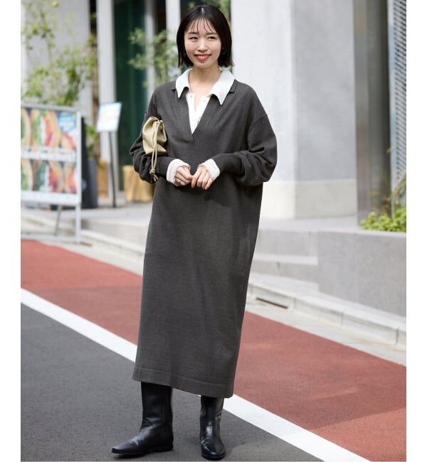 SLOBE IENA「スキッパーニットワンピース」|ワンピース|