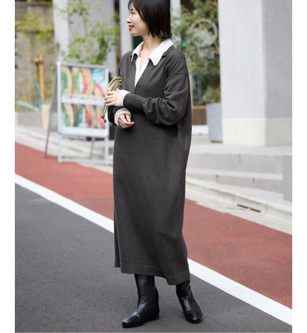 SLOBE IENA「スキッパーニットワンピース」|ワンピース|