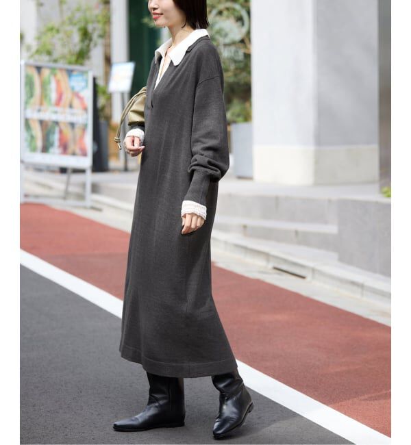 SLOBE IENA「スキッパーニットワンピース」|ワンピース|