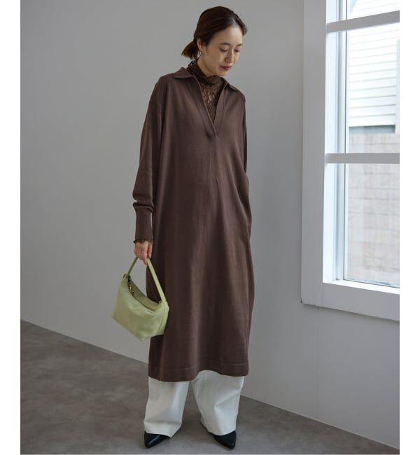 SLOBE IENA「スキッパーニットワンピース」|ワンピース|