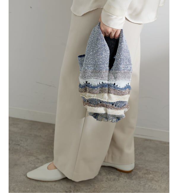 IENA「ラメMIXボーダーニットバッグ」|その他|