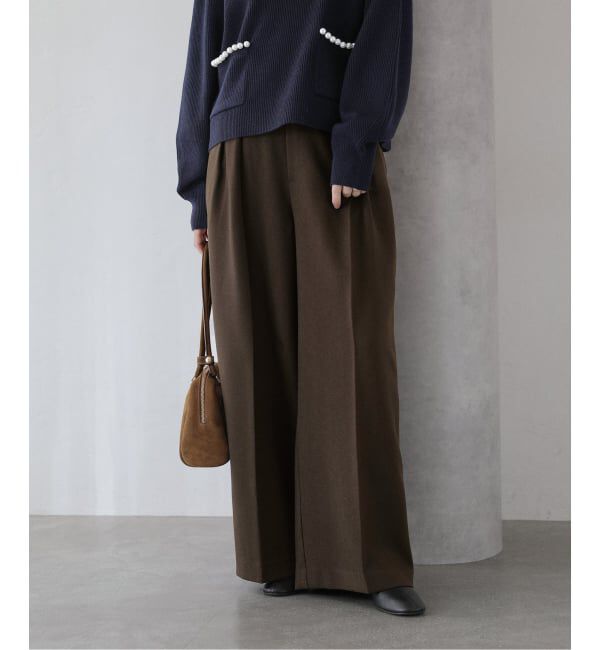  「ウーリーカルゼワイドパンツ」|スラックス|ブラウン