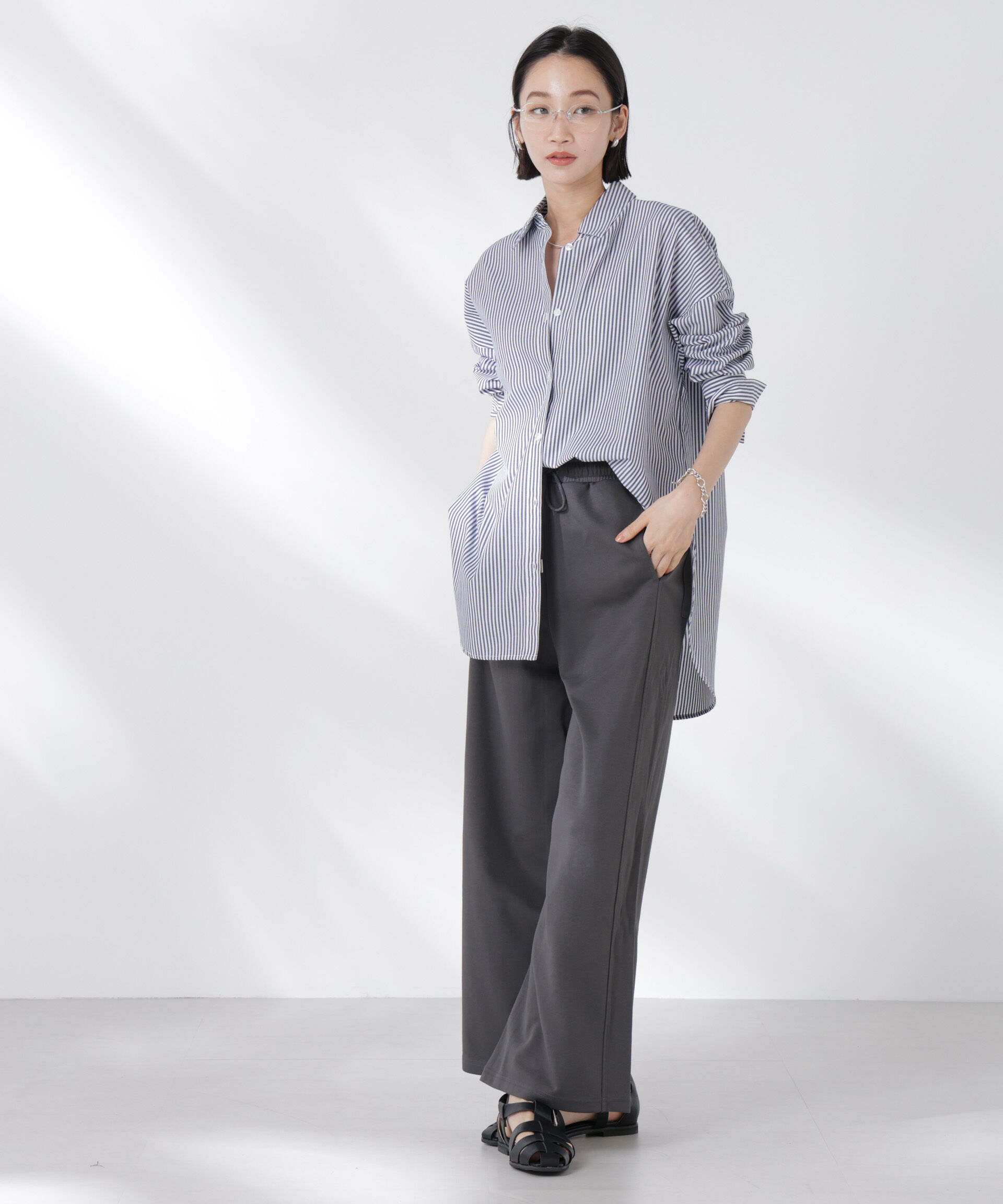 nano･universe「ダンボールカットワイドパンツ」|チノ|