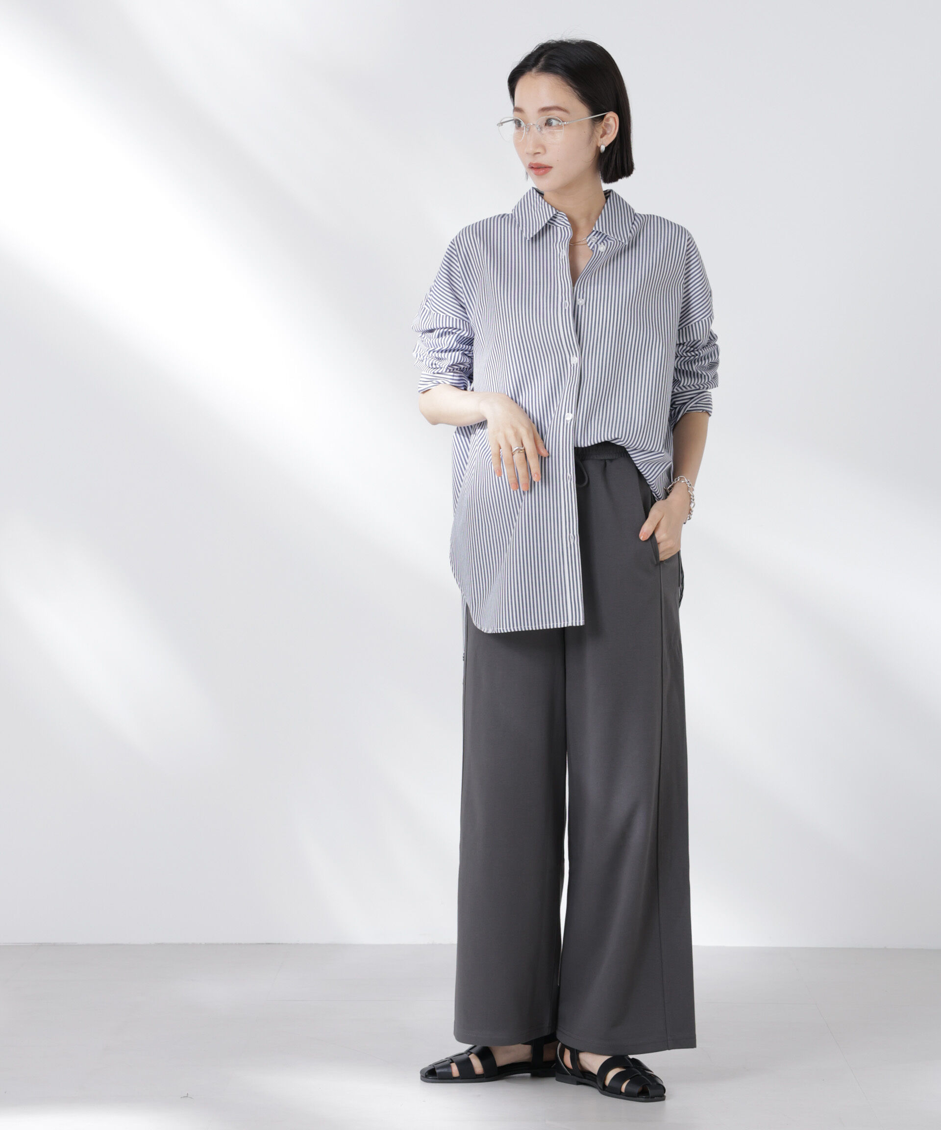 nano･universe「ダンボールカットワイドパンツ」|チノ|