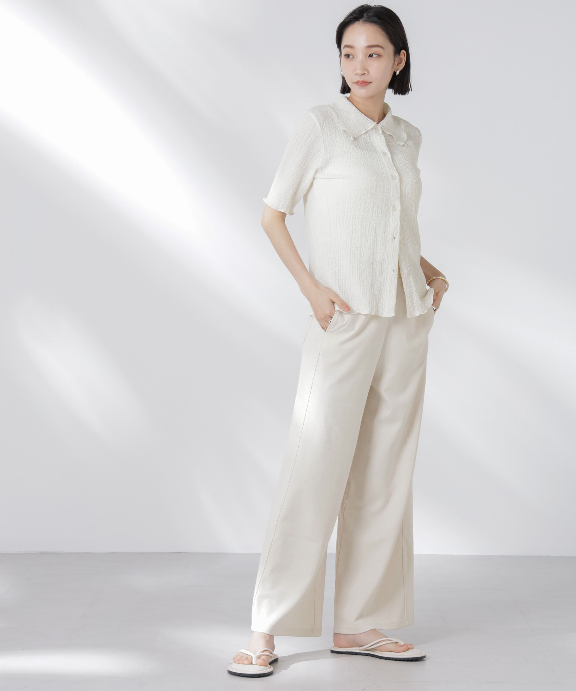 nano･universe「ダンボールカットワイドパンツ」|チノ|