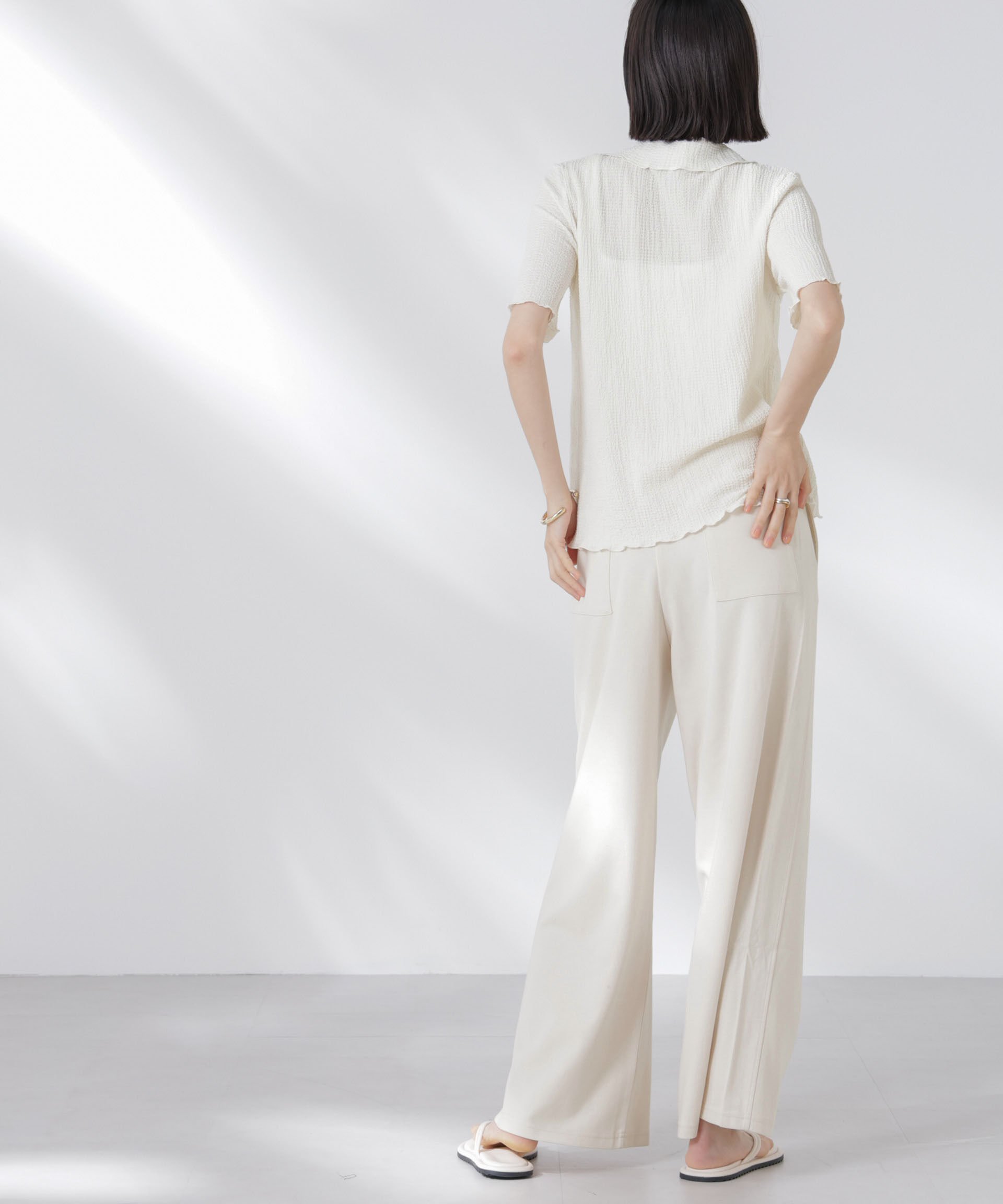 nano･universe「ダンボールカットワイドパンツ」|チノ|