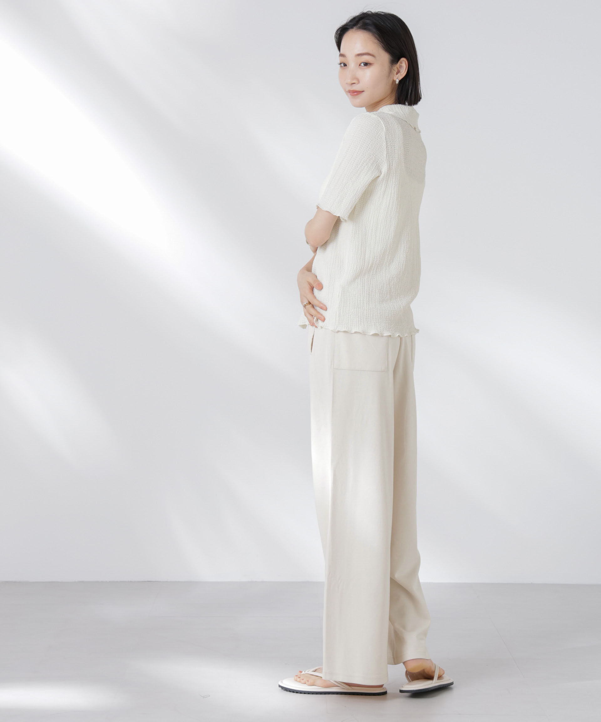 nano･universe「ダンボールカットワイドパンツ」|チノ|