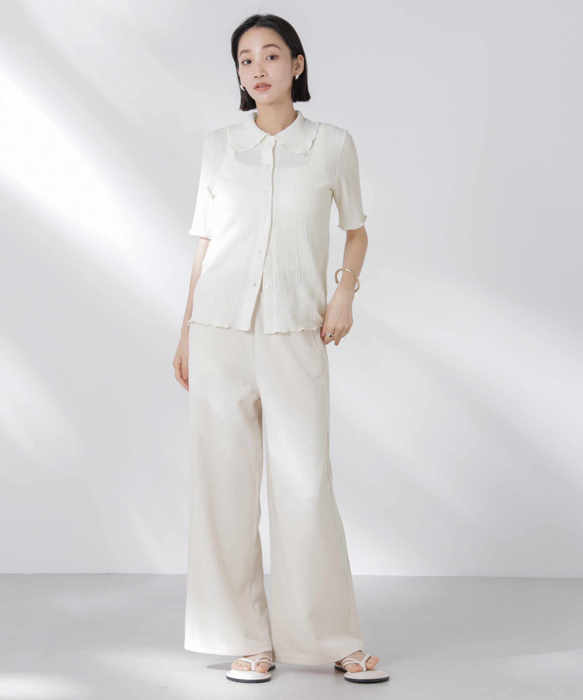 nano･universe「ダンボールカットワイドパンツ」|チノ|