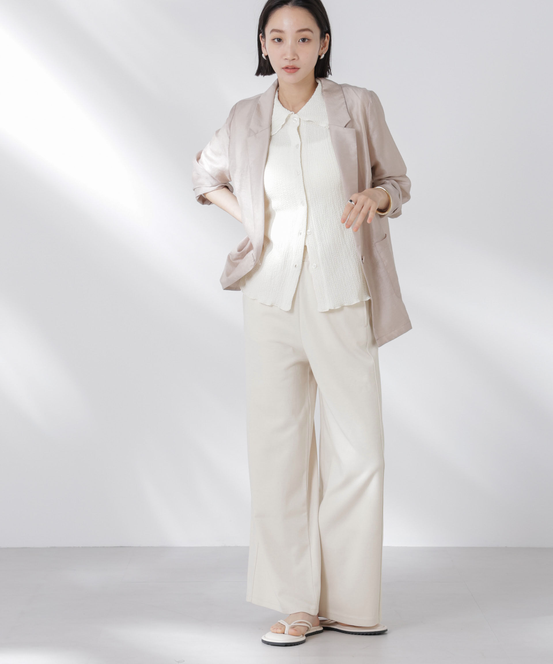 nano･universe「ダンボールカットワイドパンツ」|チノ|