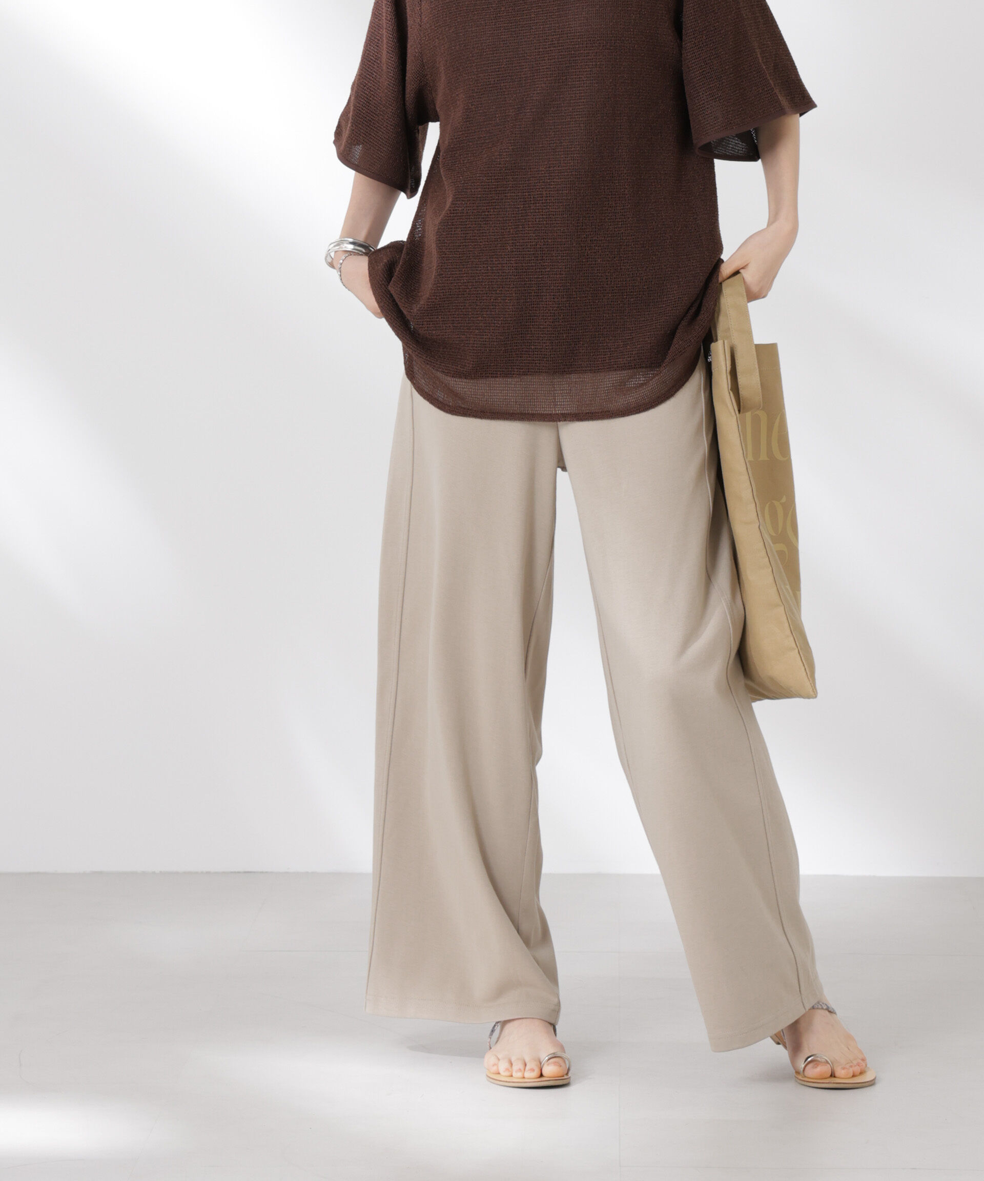 nano･universe「ダンボールカットワイドパンツ」|チノ|