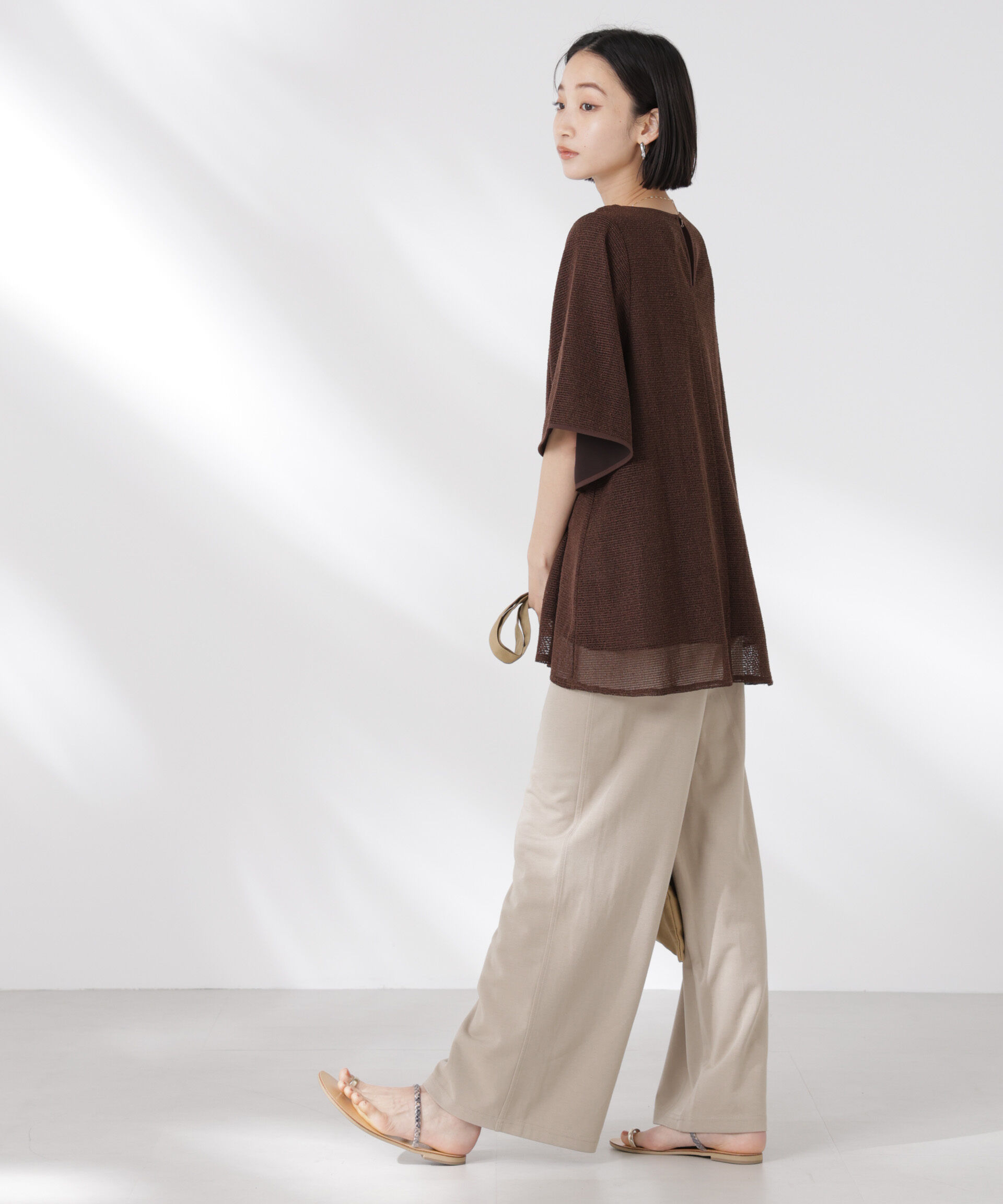 nano･universe「ダンボールカットワイドパンツ」|チノ|