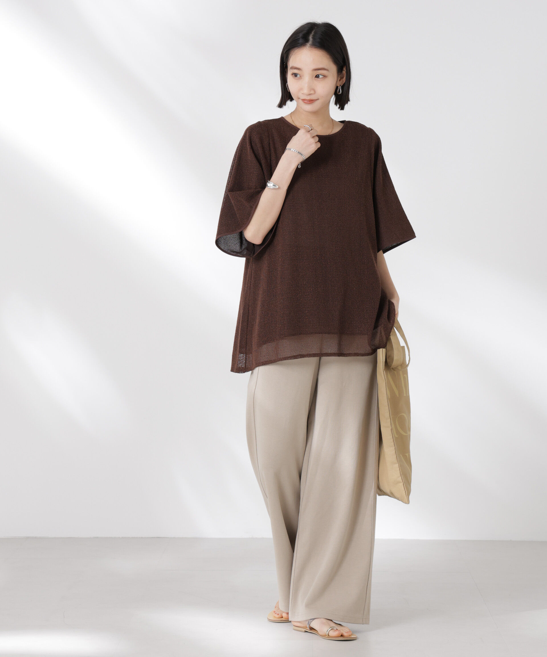 nano･universe「ダンボールカットワイドパンツ」|チノ|