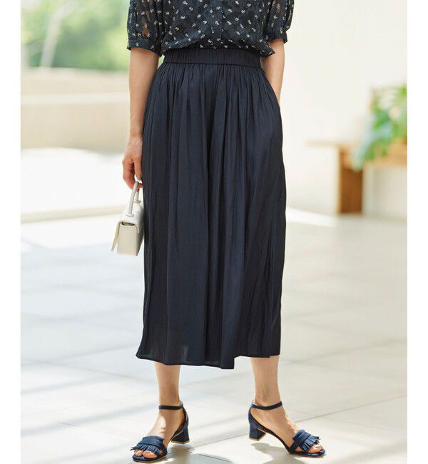 組曲「【秋のNEWカラー追加】ギャザーライトデシン パンツ」|その他|ネイビー系