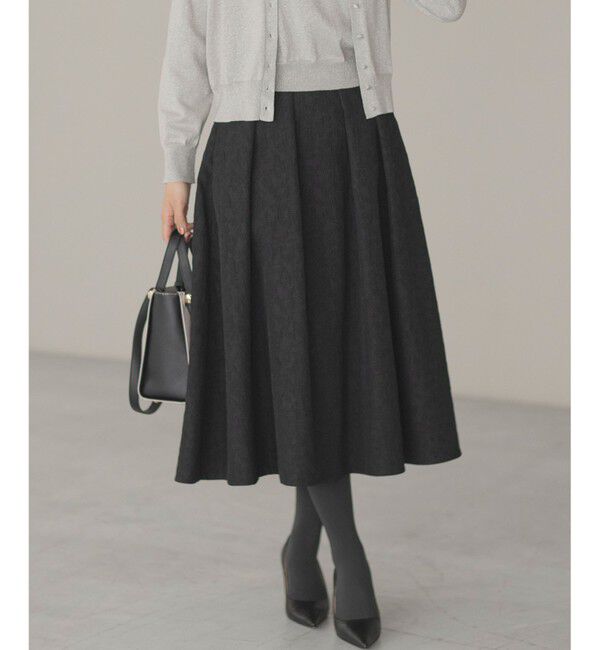 組曲「【WEB限定カラーあり】フラワーラメジャカード フレアスカート」|スカート|ブラック系