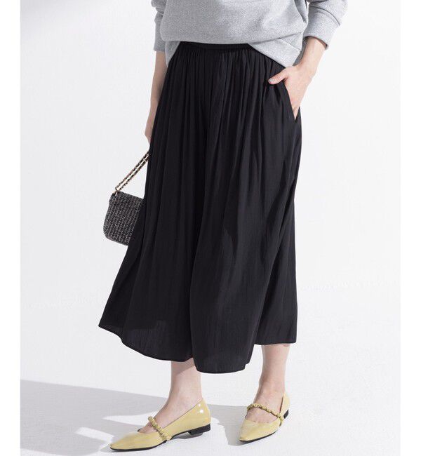 組曲「【WEB限定カラーあり】ギャザーライトデシン パンツ」|その他|ブラック系