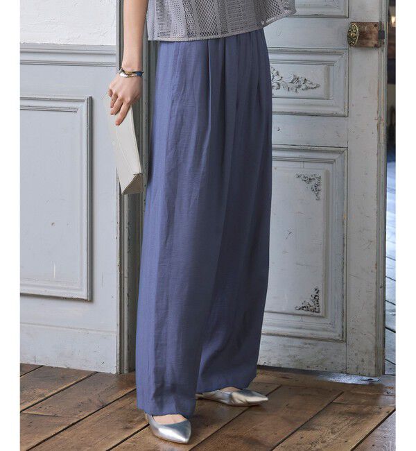 自由区「【ご好評アイテム・新色追加・ウエストゴム・セットアップ対応】エアリーツイルワイド パンツ」|その他|ブルーグレー