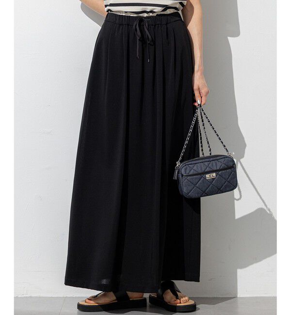 23区「【WEB&一部店舗限定/接触冷感/洗える】ツイストコットンプレーティング スカート」|スカート|ブラック系