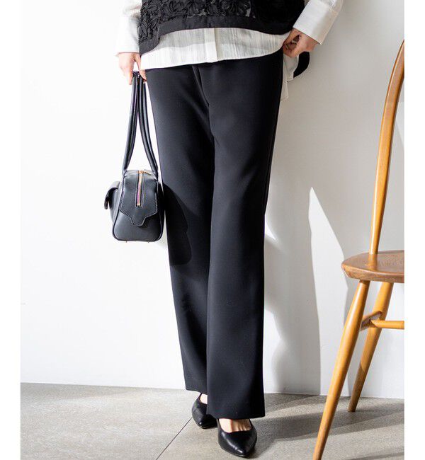 23区「【一部先行予約】ストレッチダブルクロス フレアパンツ」|その他|ブラック