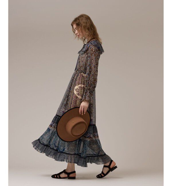 GRACE CONTINENTAL「ペイズリープリントドレス」|ワンピース|カーキ