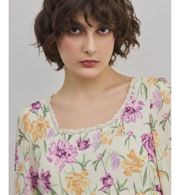 GRACE CONTINENTAL「ボタニカルプリントティアードワンピース」|ワンピース|