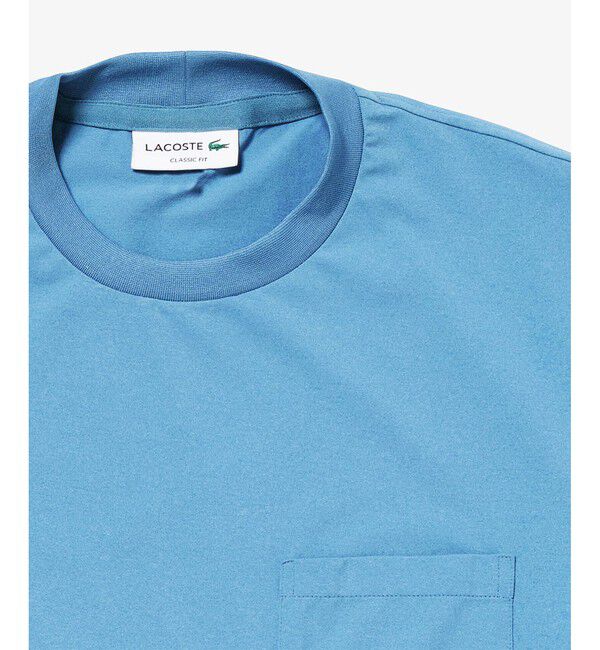 LACOSTE「ワンポイントロゴ オーバーサイズ ポケット半袖Tシャツ 透け防止 速乾 ストレッチ」|Tシャツ・カットソー|