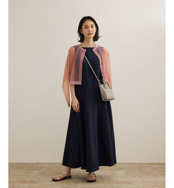 ROPE「レーヨンリネン スラッシュドネックワンピース【セットジャケット対応】」|ワンピース|