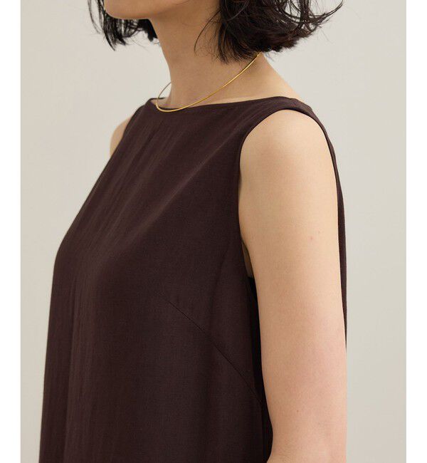 ROPE「レーヨンリネン スラッシュドネックワンピース【セットジャケット対応】」|ワンピース|