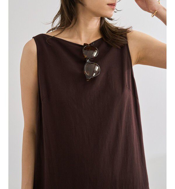 ROPE「レーヨンリネン スラッシュドネックワンピース【セットジャケット対応】」|ワンピース|