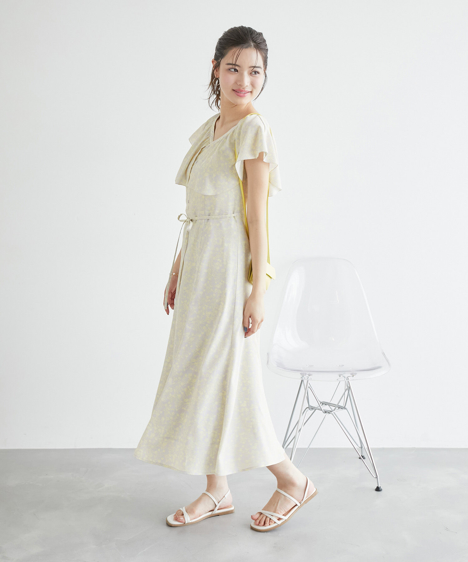 Rope&rsquo;Picnic「フラワープリントラッフルワンピース/リンクコーデ」|ワンピース|