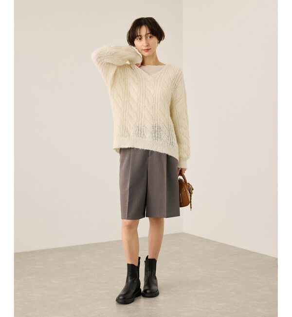 Rope&rsquo;Picnic「ウエストタックハーフパンツ」|チノ|