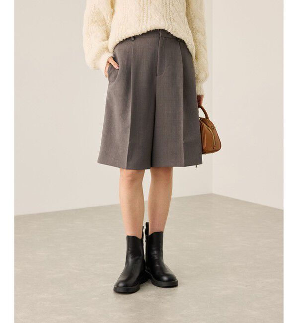 Rope&rsquo;Picnic「ウエストタックハーフパンツ」|チノ|ベージュ系(29)