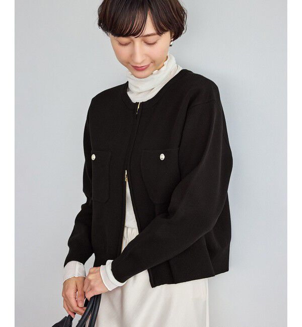Rope&rsquo;Picnic「ミラノリブダブルジップニットカーディガン」|カーディガン|ブラック(01)