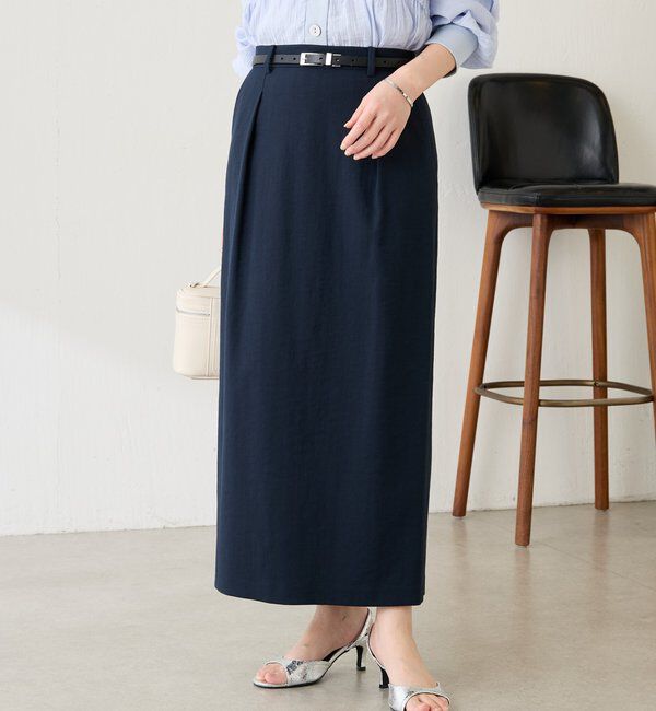  「シェルタリングタックスカート」|スカート|ネイビー