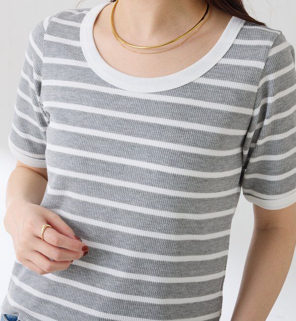  「サーマルボーダーハーフスリーブ」|Tシャツ・カットソー|グレー