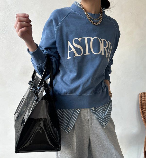  「【WEB限定】ロゴプリントクルーネック裏毛プルオーバー」|Tシャツ・カットソー|ブルー